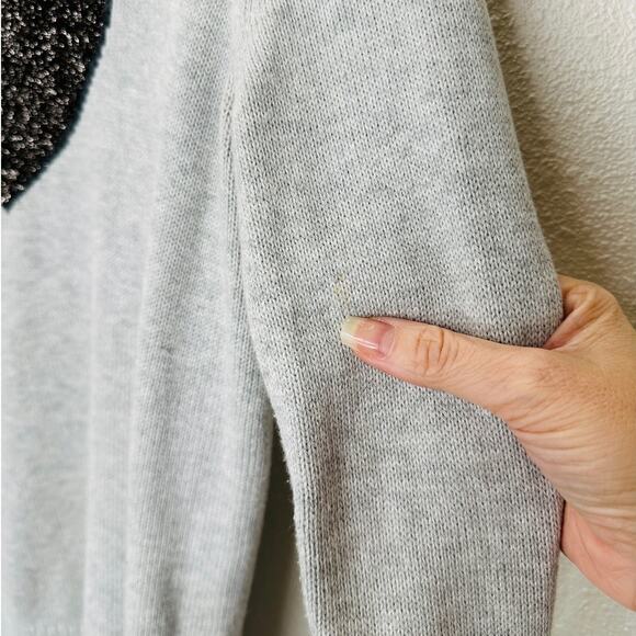 Gap Light Gray Metallic Heart Intarsia Crewneck Pullover Long Sleeve Sweater S - Picture 4 of 12